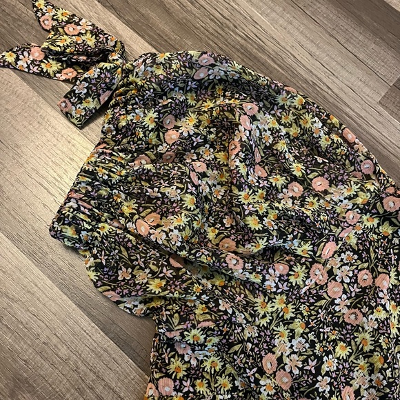 Lauren Conrad Brown Floral Button Side Mini Wrap Dress SZ M - Picture 9 of 15